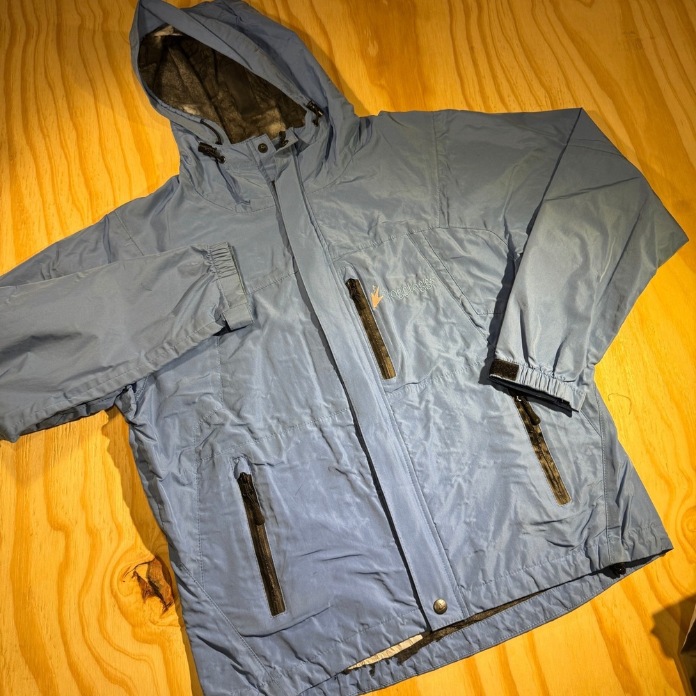 Frogg Toggs Toadz Waterproof Full Zip Hooded Rain Jacket Blue Size Medium